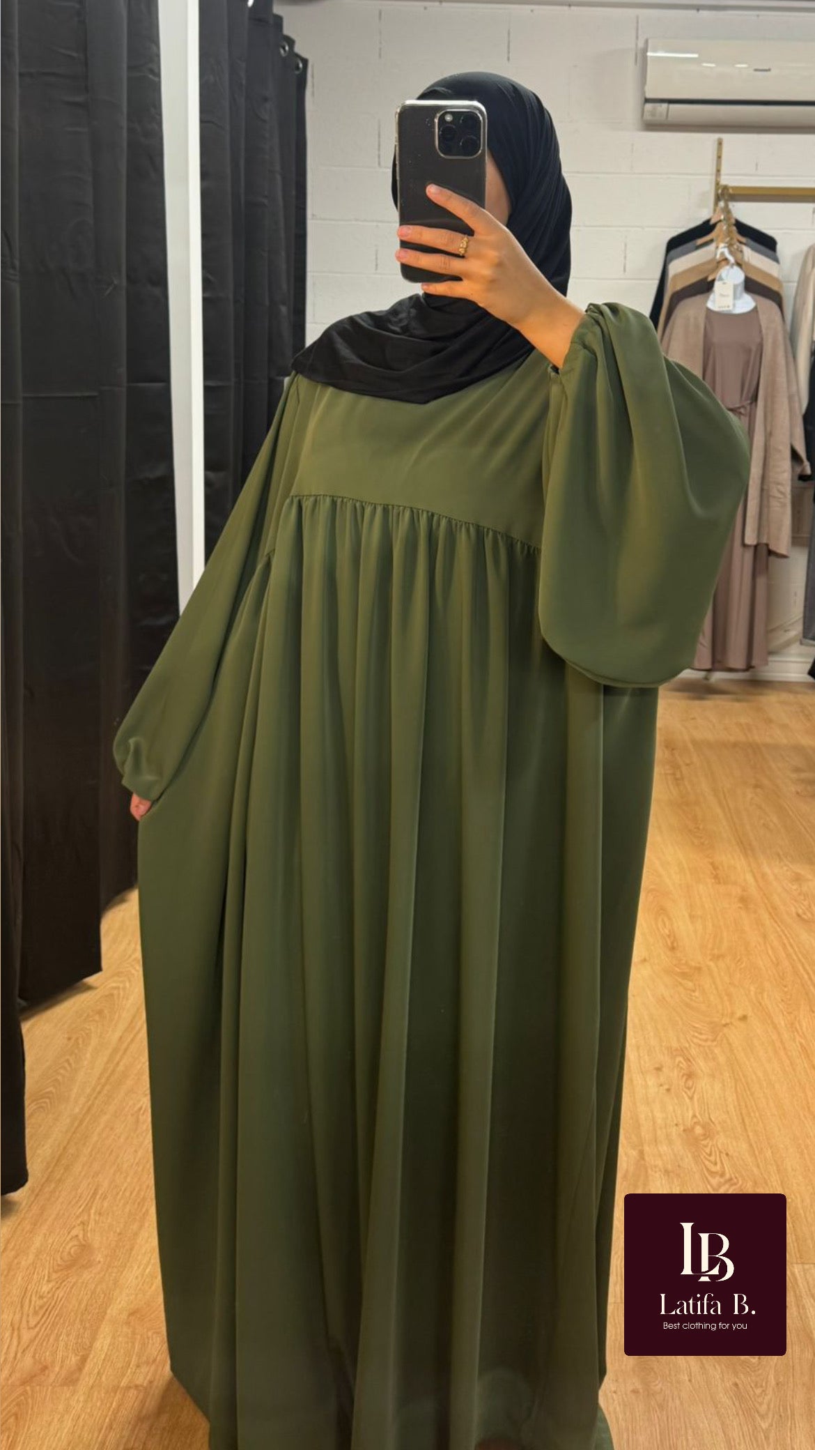 Abaya manche ballon grande taille