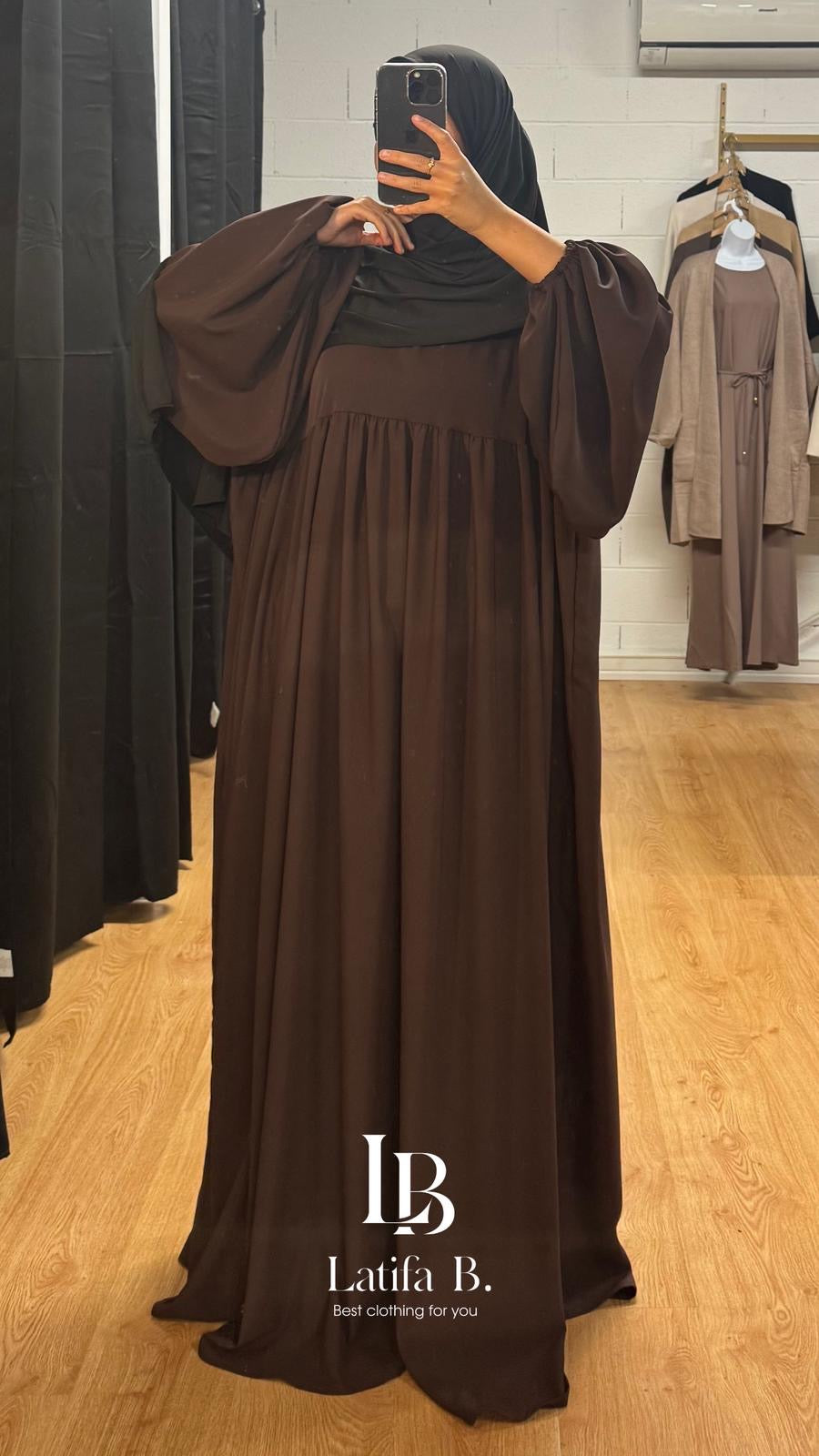 Abaya manche ballon grande taille