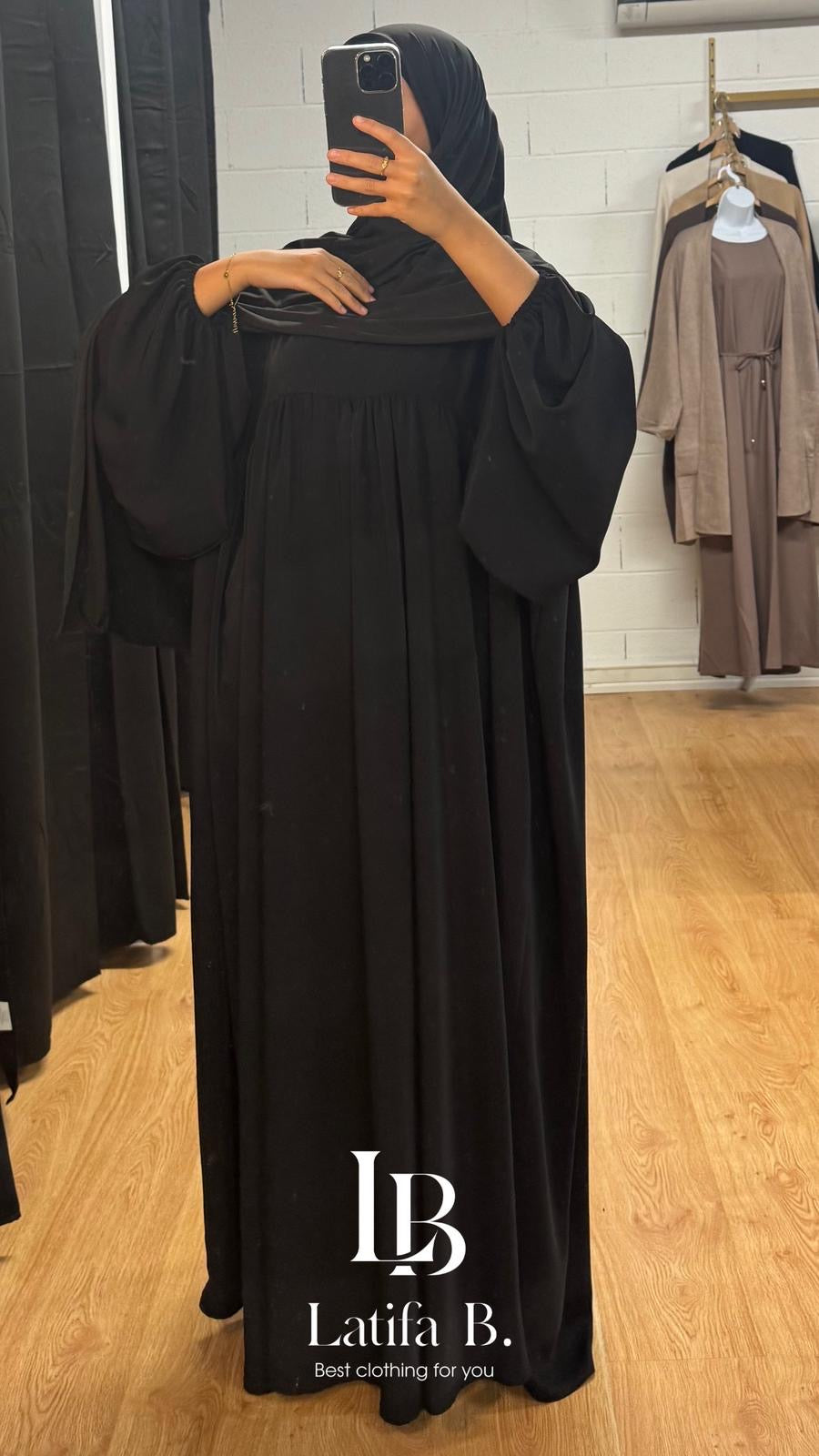Abaya manche ballon grande taille