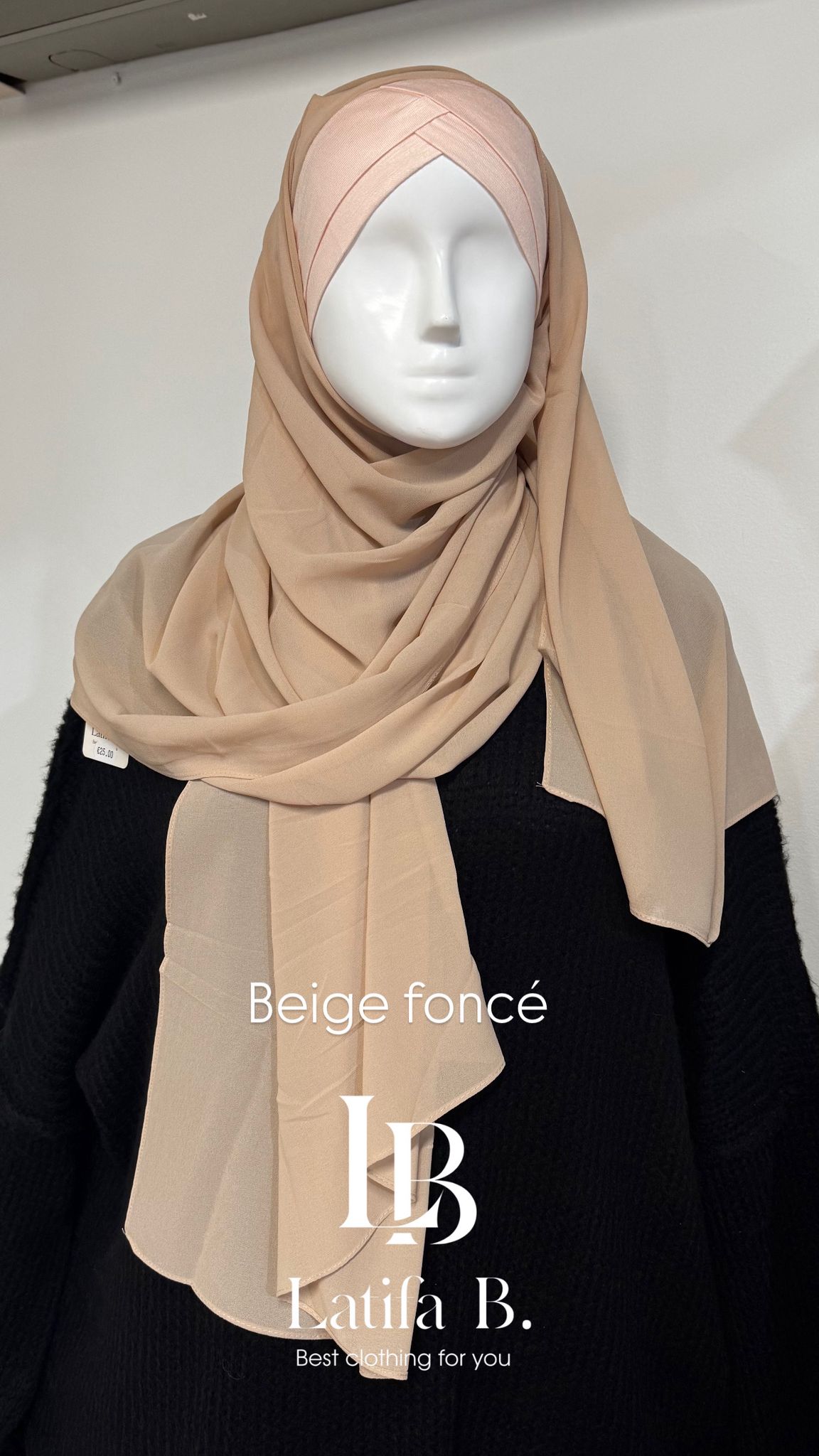 Hijab bonnet croisé châle mousseline