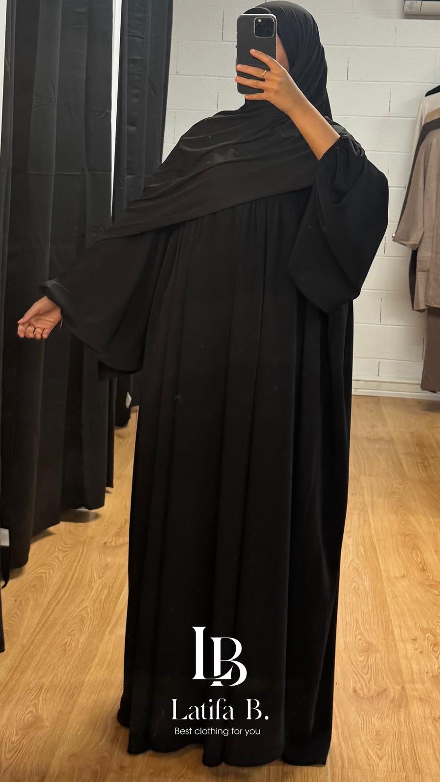 Abaya manche ballon grande taille
