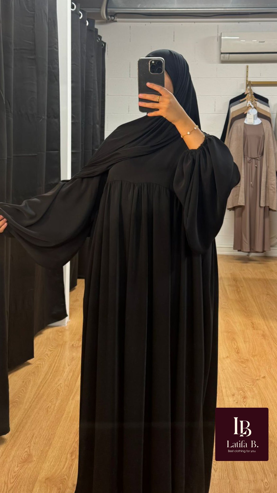 Abaya manche ballon grande taille