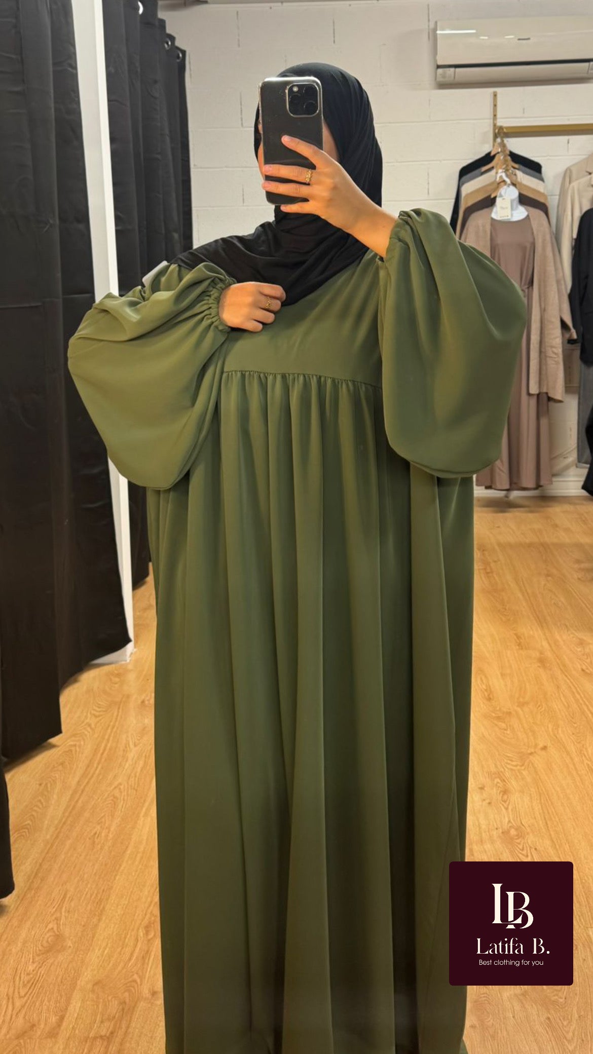 Abaya manche ballon taille standard