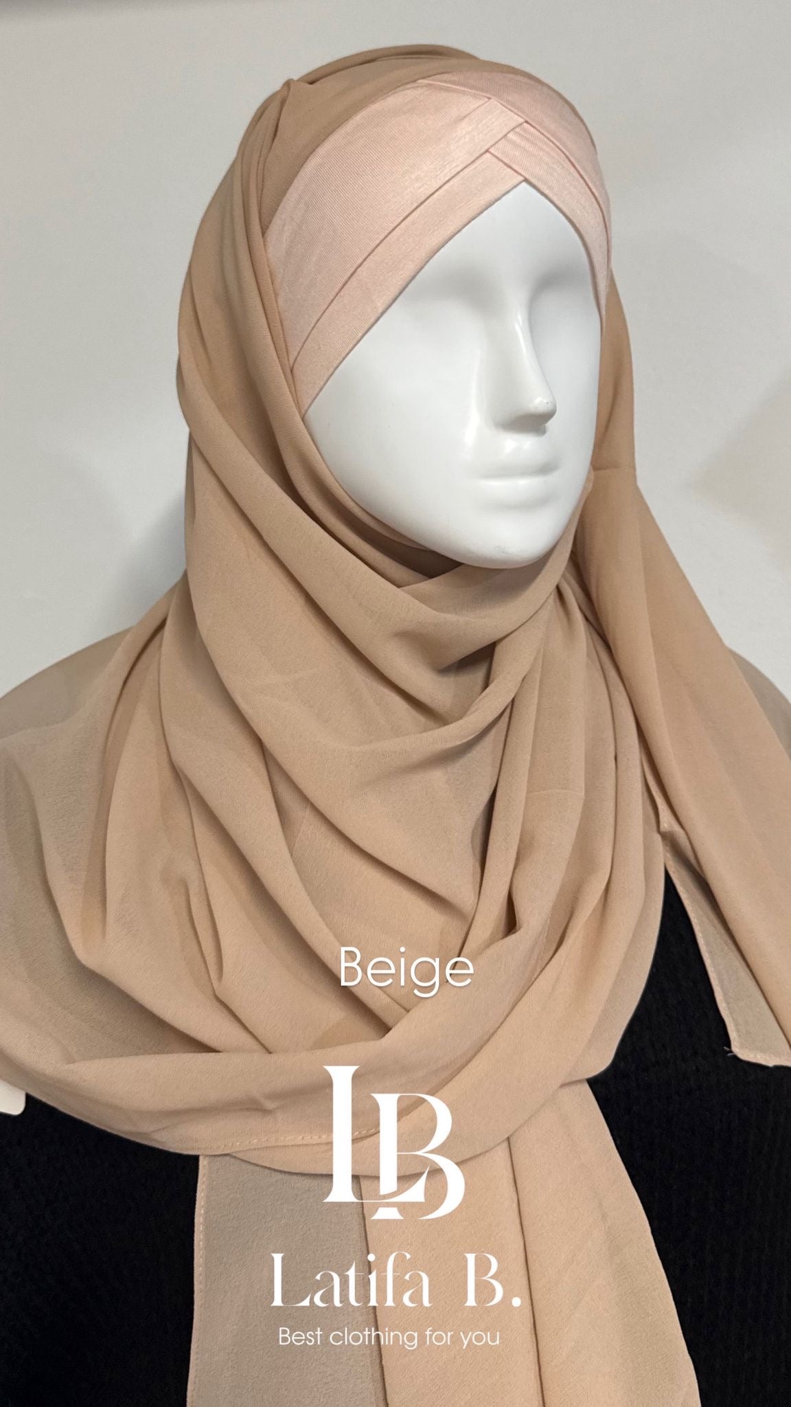 Hijab bonnet croisé châle mousseline
