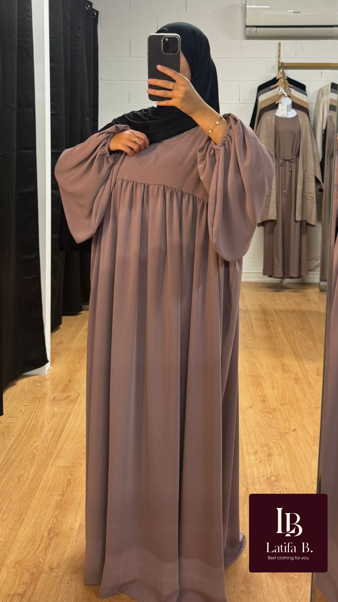 Abaya manche ballon taille standard
