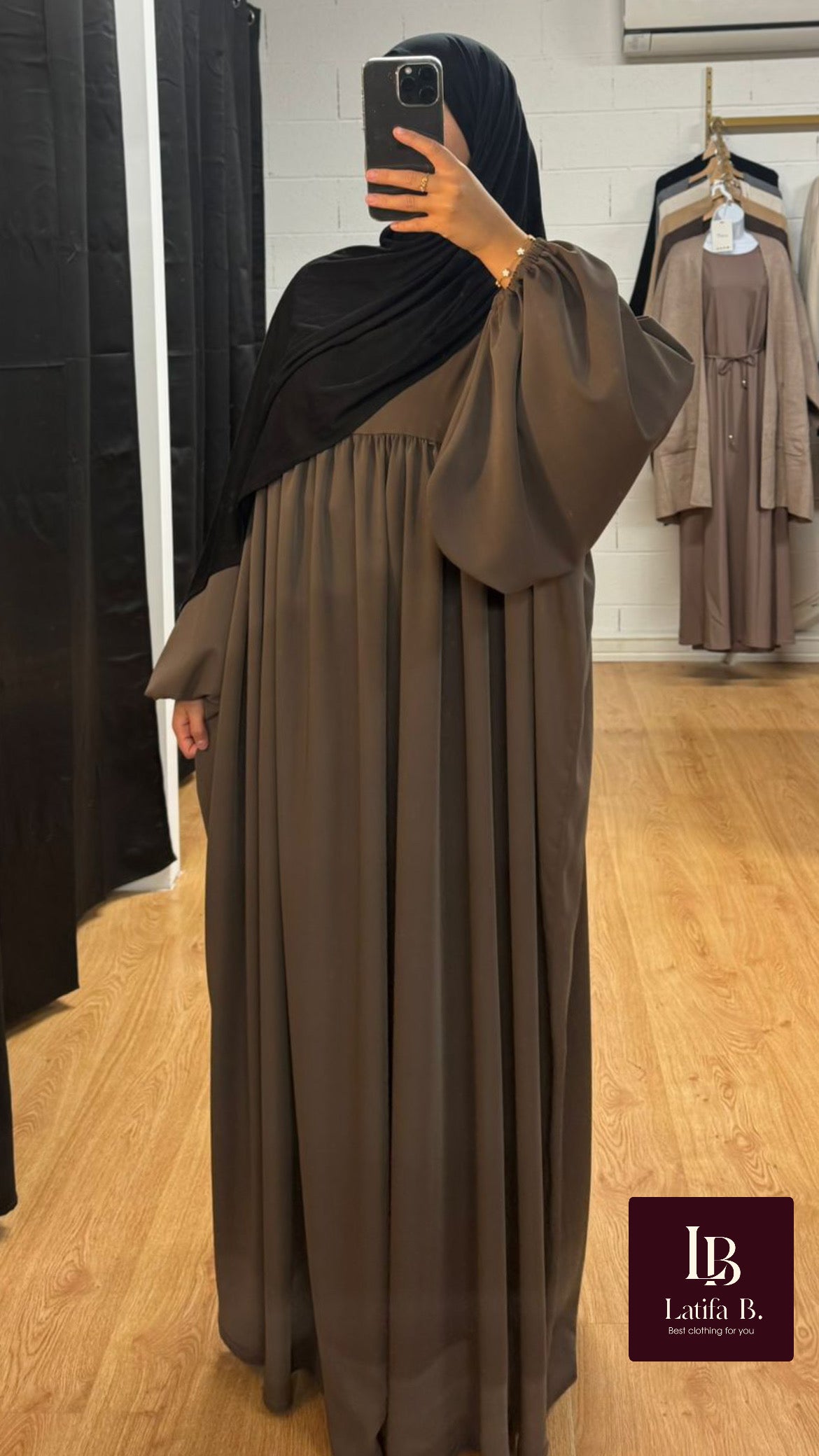 Abaya manche ballon grande taille