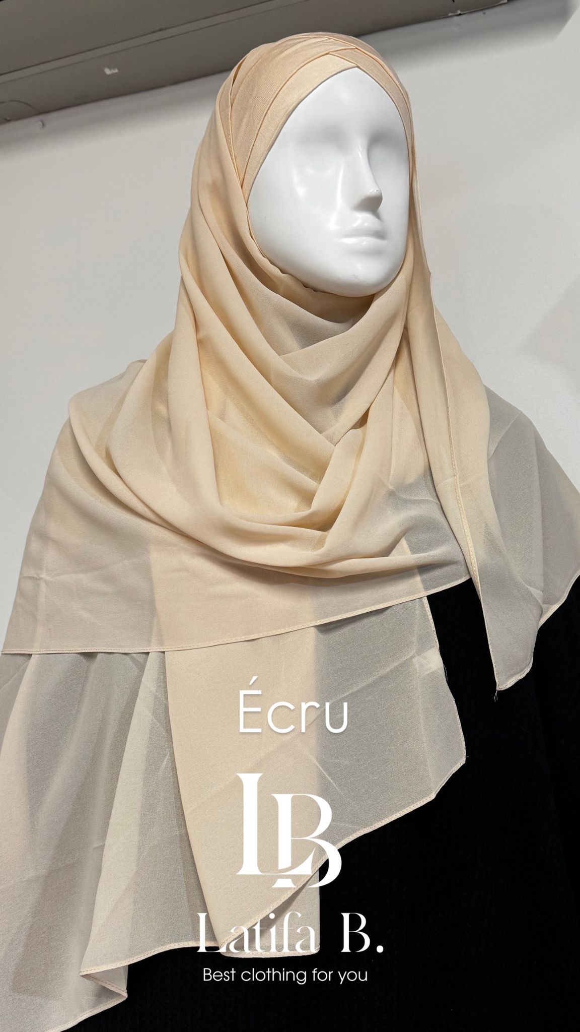 Hijab bonnet croisé châle mousseline