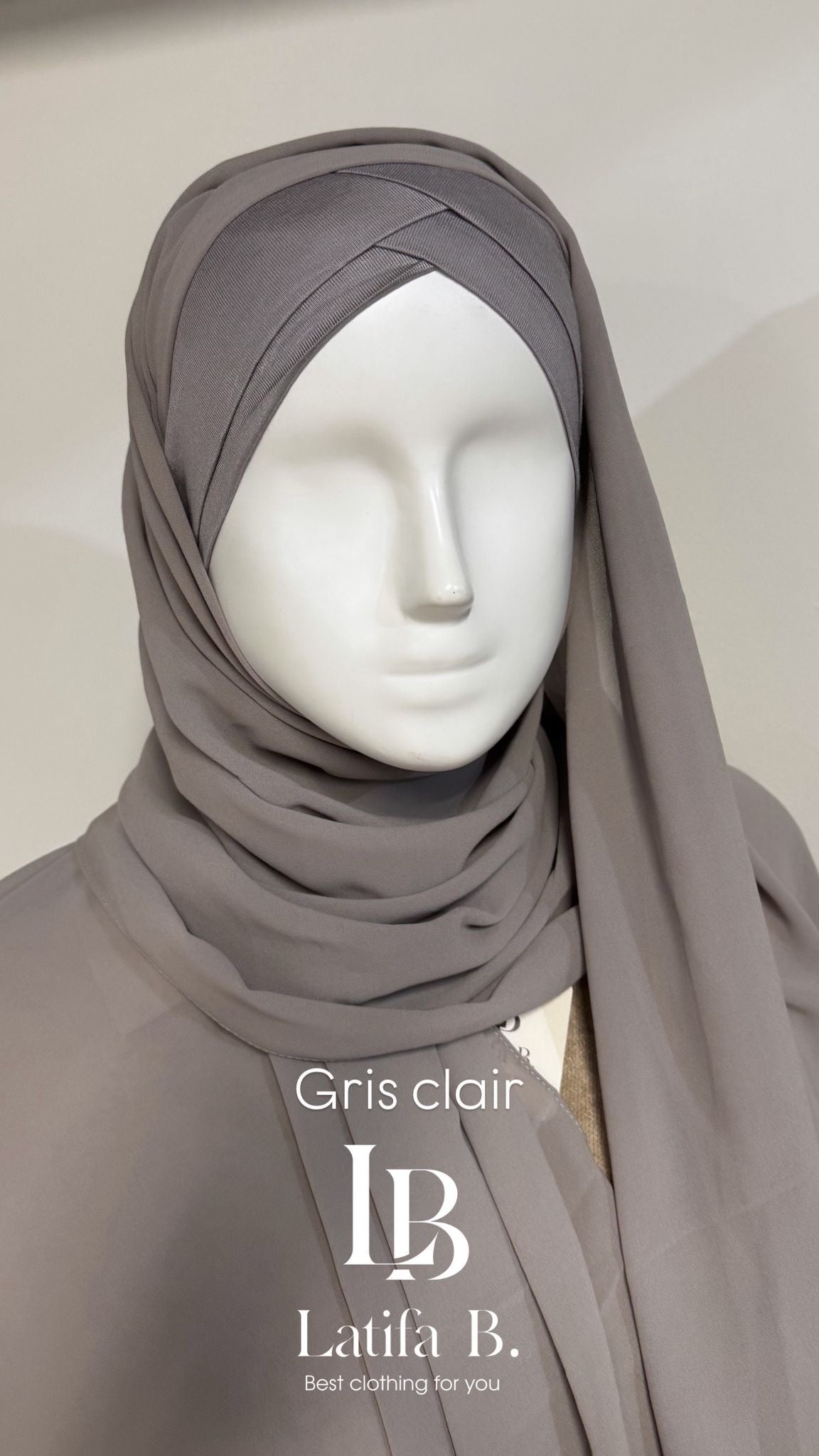 Hijab bonnet croisé châle mousseline