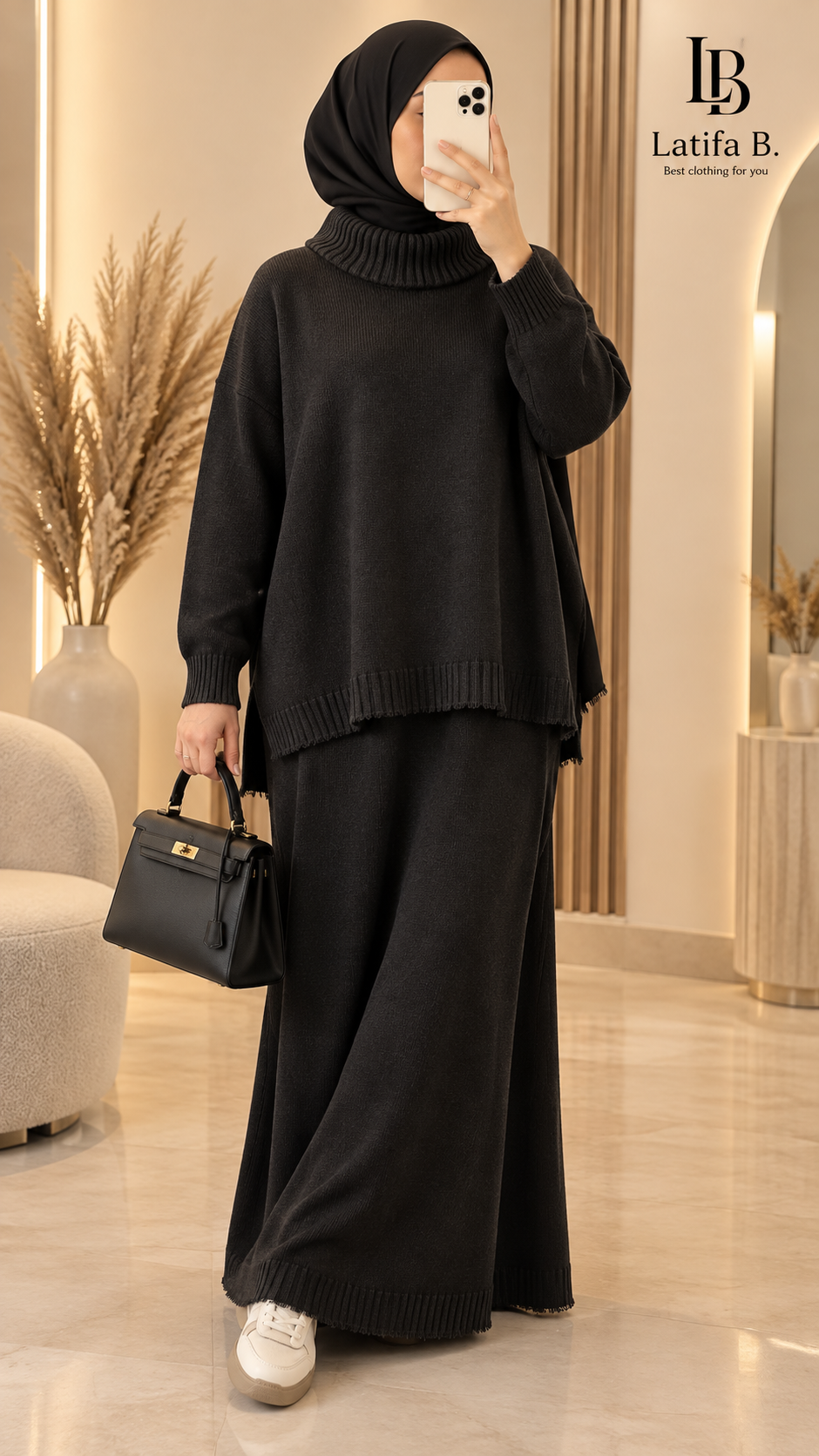 Ensemble jupe maille col montant – Élina