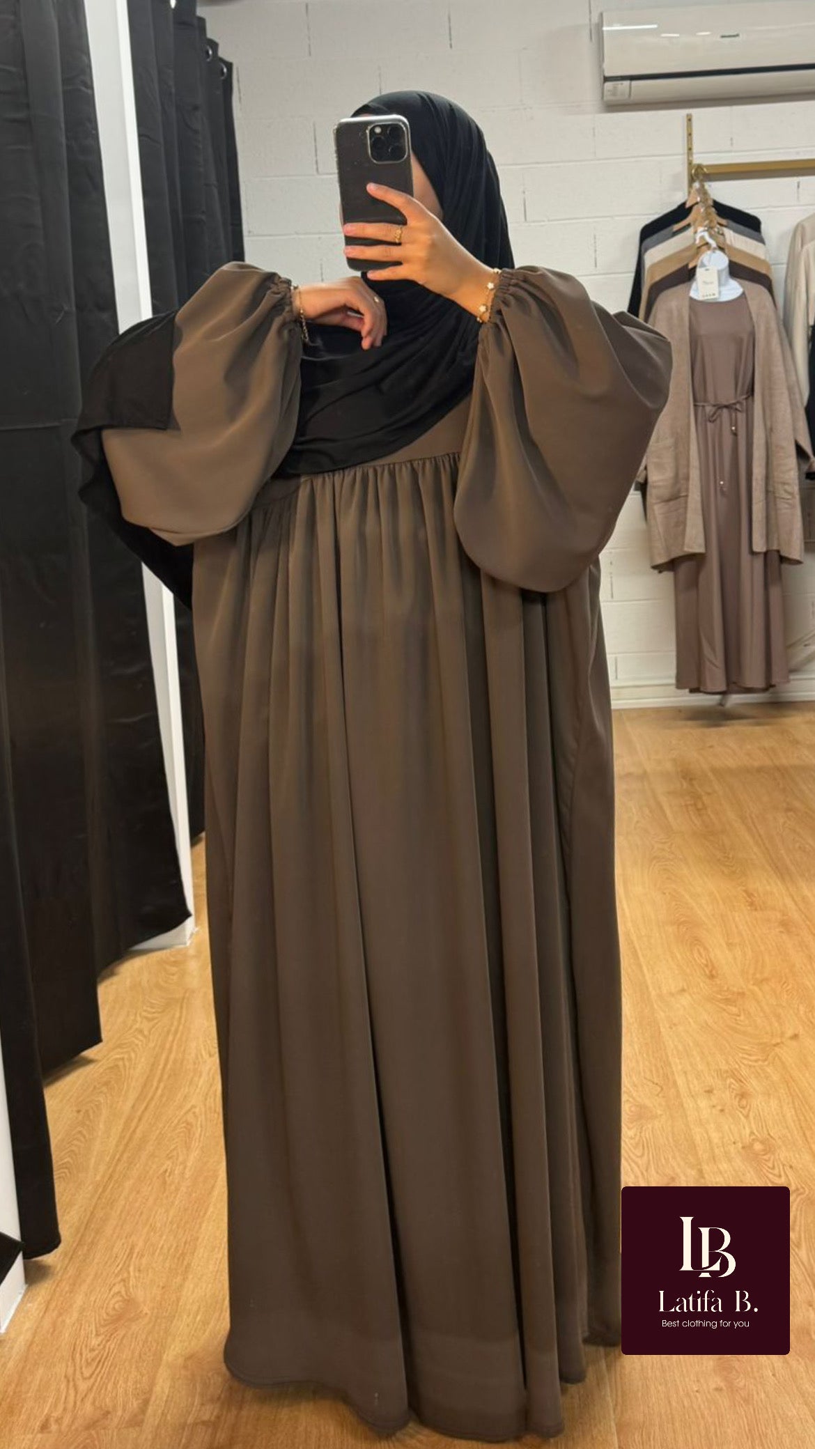 Abaya manche ballon grande taille