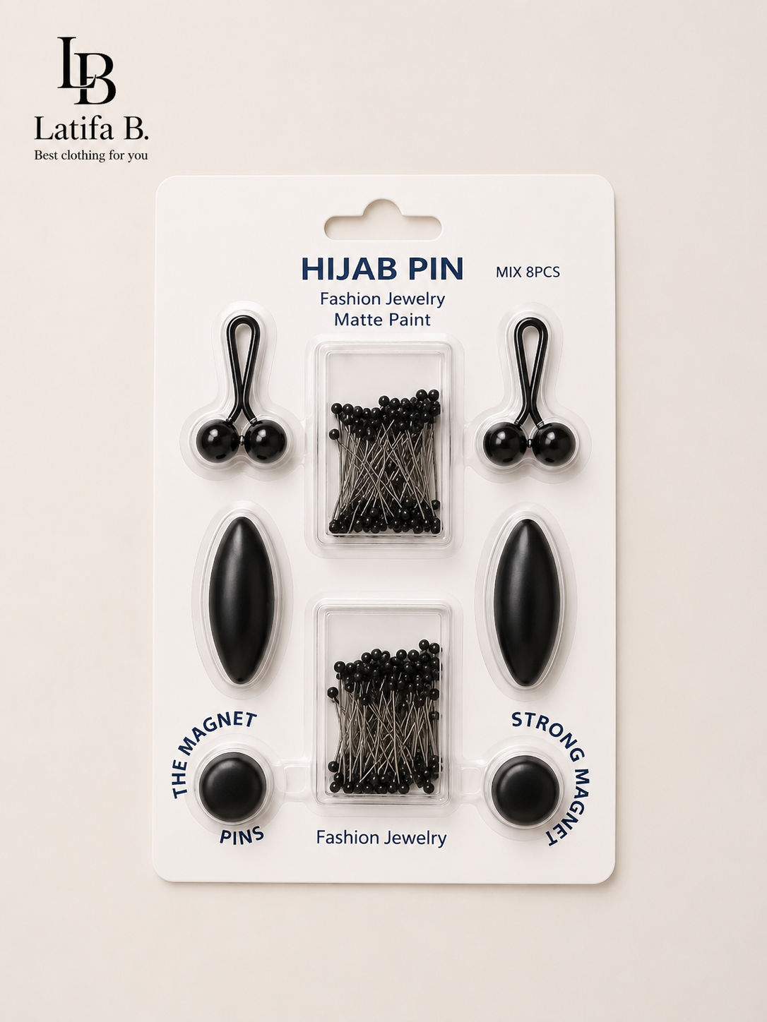 Kit complet d’accessoires pour hijab – Épingles, pinces & aimants